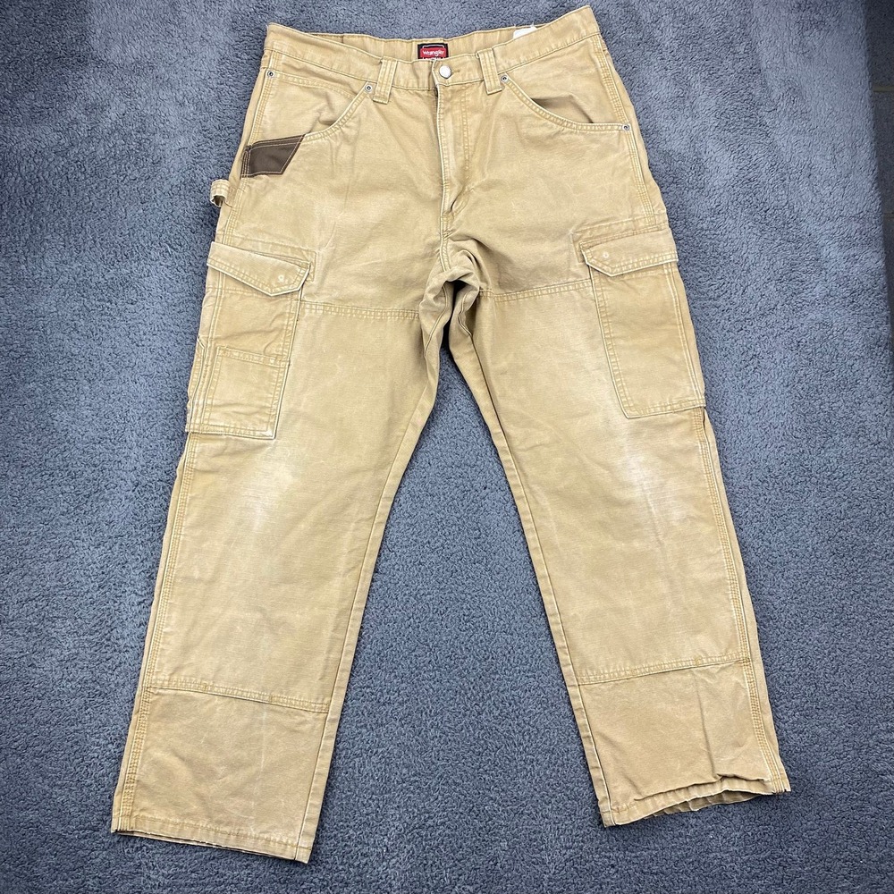 Wrangler Workwear Carpenter Pants Utility Canvas Khaki Size 36x30